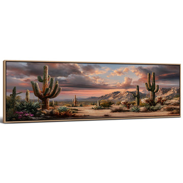 Southwest Desert Cactus Wall Art Neutral Framed Mexican Mountain Landscape Picture Canvas Prints Painting Living Room