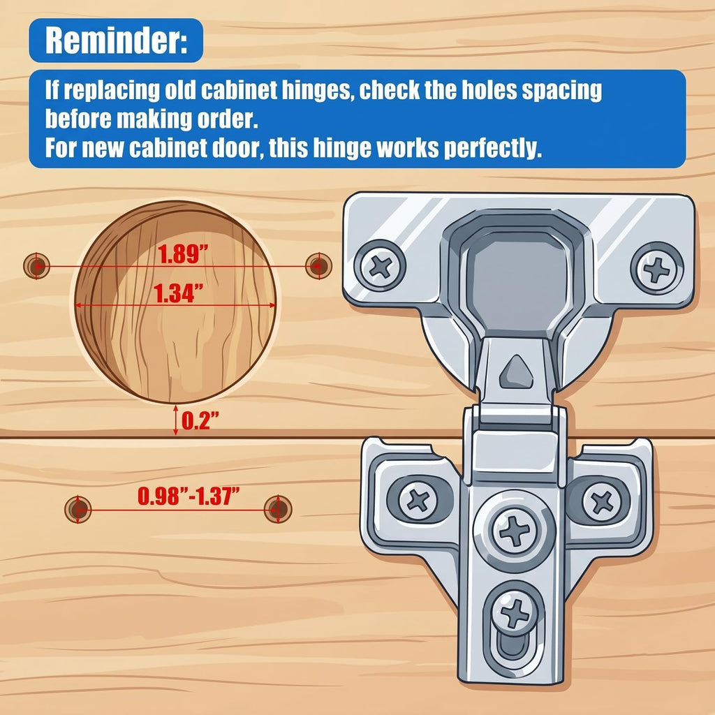 20 Pack Soft Close Cabinet Door Hinges for 1/2 Inch Overlay Cupboard, 105 Degree Opening Angel, Stainless Concealed