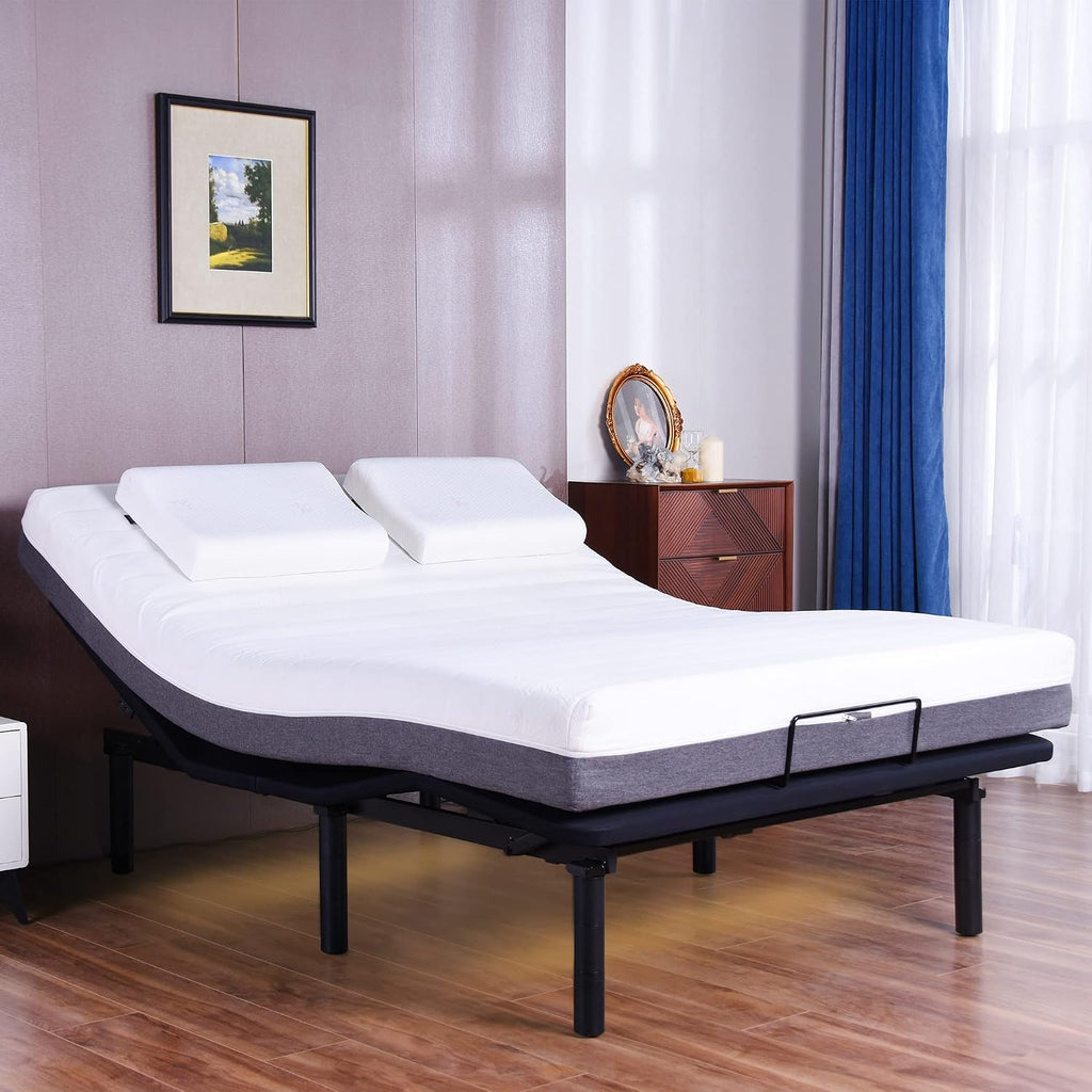 Queen Adjustable Bed Frame Base, Head & Foot Incline, USB Ports, Zero Gravity, Nightlight, 3-Heights Adjustable Legs