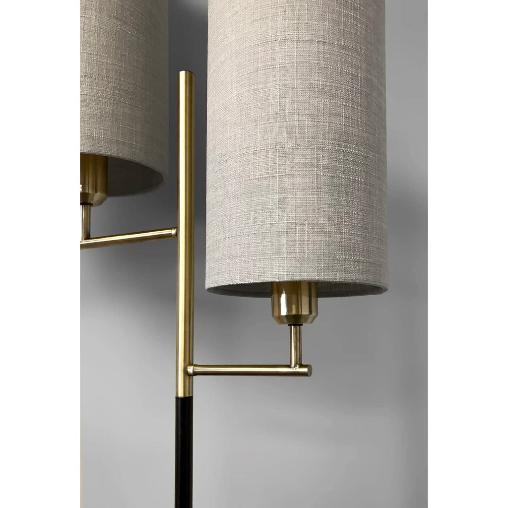 Davis, Floor Lamp, Matte Black/Antique Brass