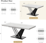 59'' to 78.7'' Extendable Dining Table for 4-8, Faux Marble Expandable Kitchen Table with Sturdy Metal Base