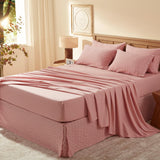 Full Comforter Sets 7 Pieces, Pink Seersucker Bed in a Bag Set Full, All Season Luxury Bedding Sets with Comforter