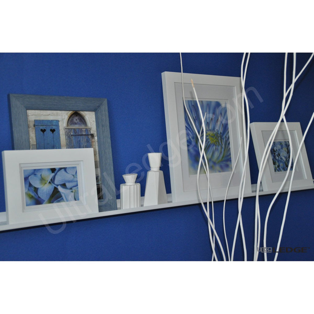 5'/60" Art Display/Picture Ledge/Floating Shelf, Metal, Modern (3.5" deep, White)