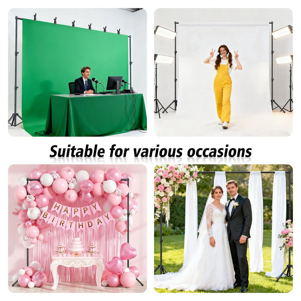 Backdrop Stand 10x7.5ft(WxH), Portable Adjustable Photo Back Drop Stand for Party, Photography, Weddings