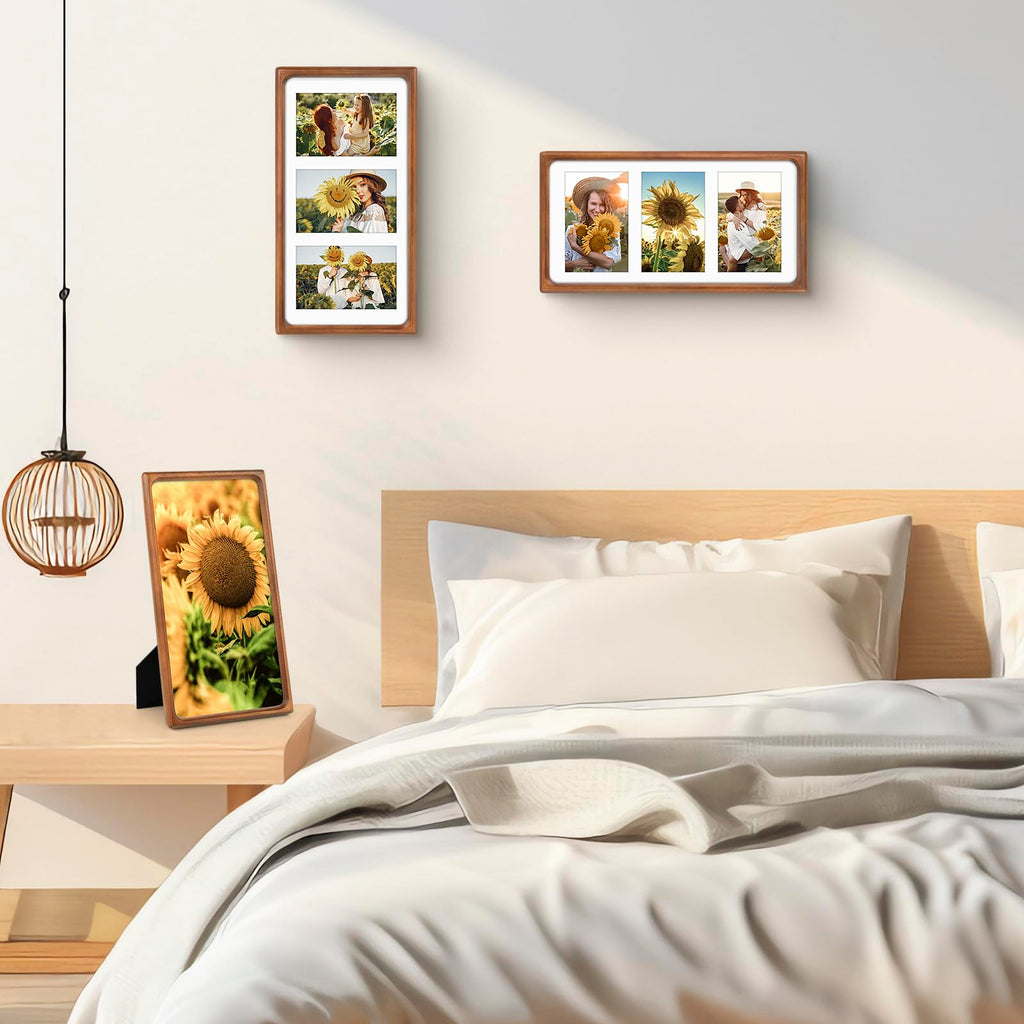 4x6 Collage Picture Frame, Solid Wood & Real Glass, 3 Photos