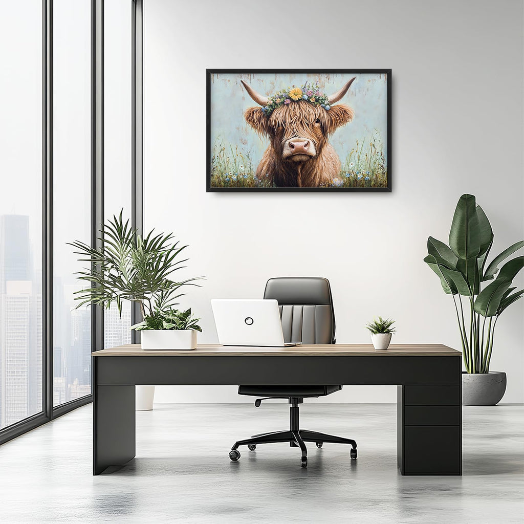 Large Highland Cow Pictures Wall Art 36''x24''