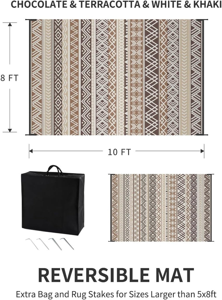 Outdoor Rug Carpet Waterproof-Patio Rug Mat Reversible RV Outdoor Camping Rugs Picnic Beach Mats Plastic Straw