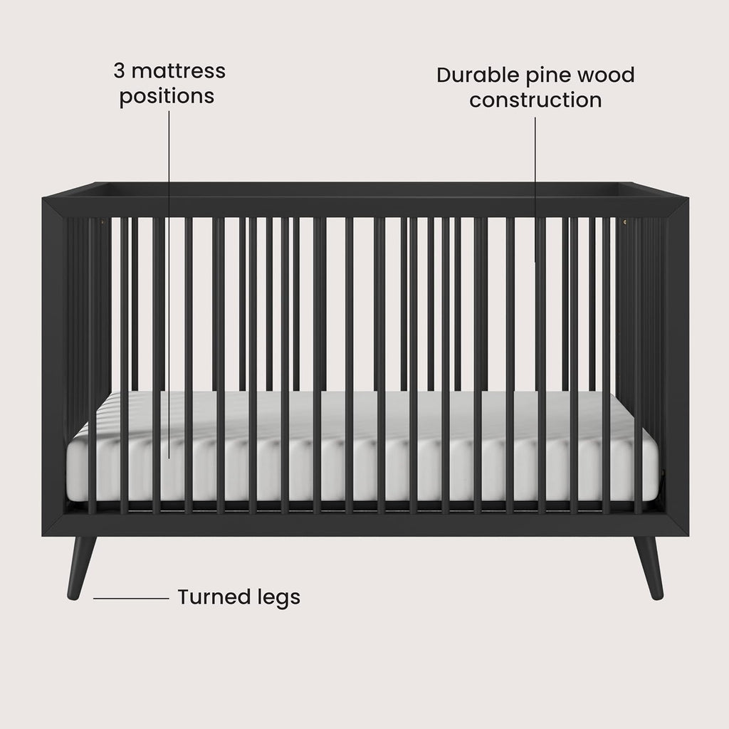 Cranbrook Design 4-in-1 Convertible Baby Crib Nursery Furniture Set, Baby Bed and 6 Drawers Double Dresser, for