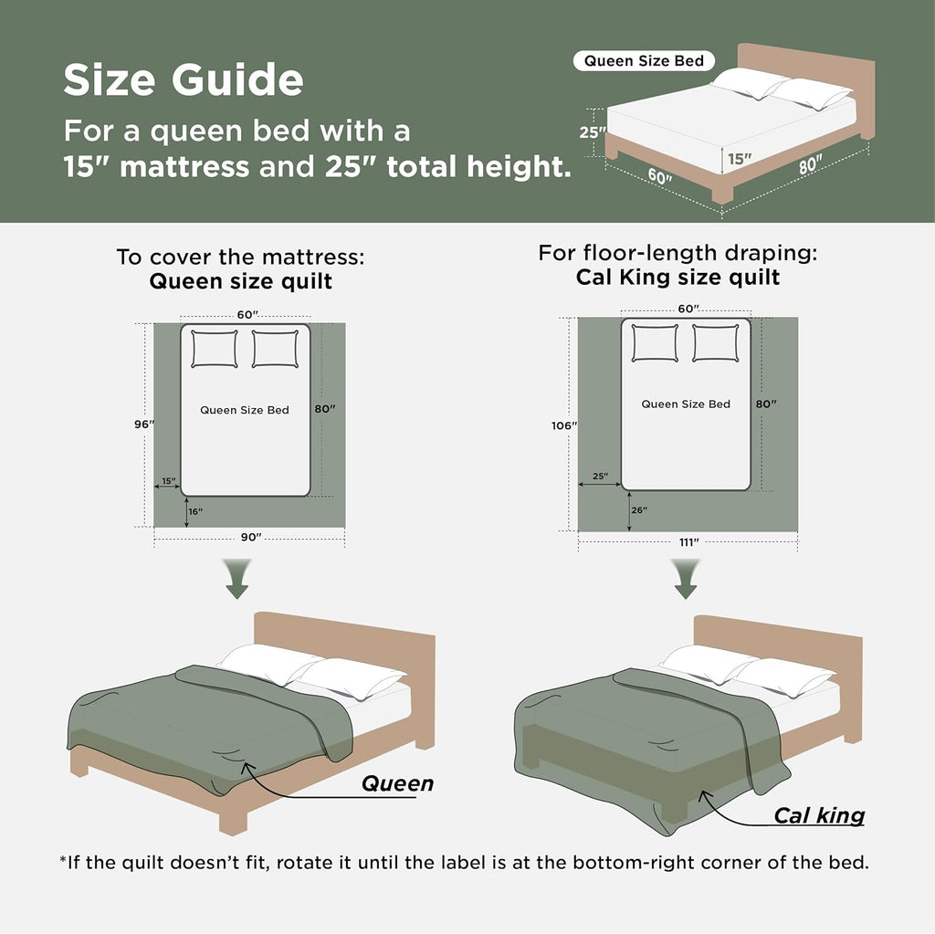 Queen Comforter Set - 7 Pieces Floral Sage Green GentleSoft Bedding Sets