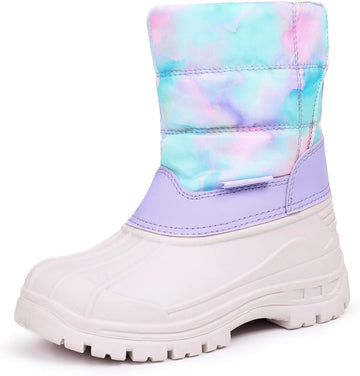 Kids Waterproof Snow Boots,Warm Faux Fur Lined