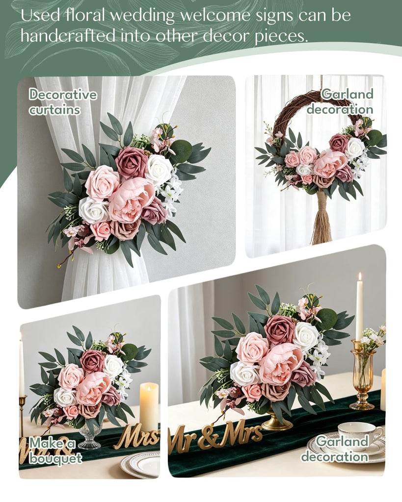Arch Flowers Kit 2 Pack, Artificial Wedding Arch Decor, Silk Floral Swag