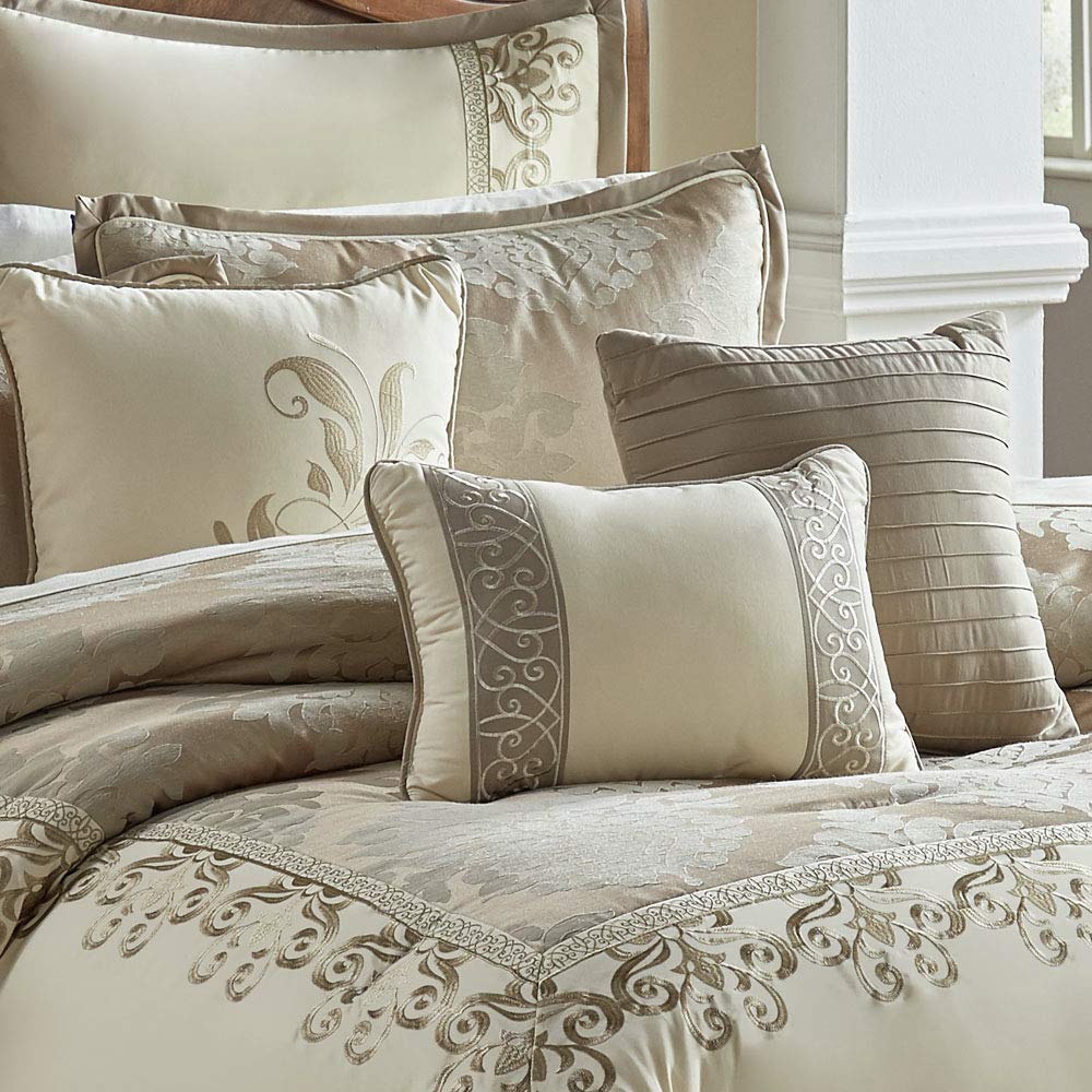 Hillcrest Comforter Bedding Set, King Size, Ivory Gold Traditional Décor, 10 Pieces