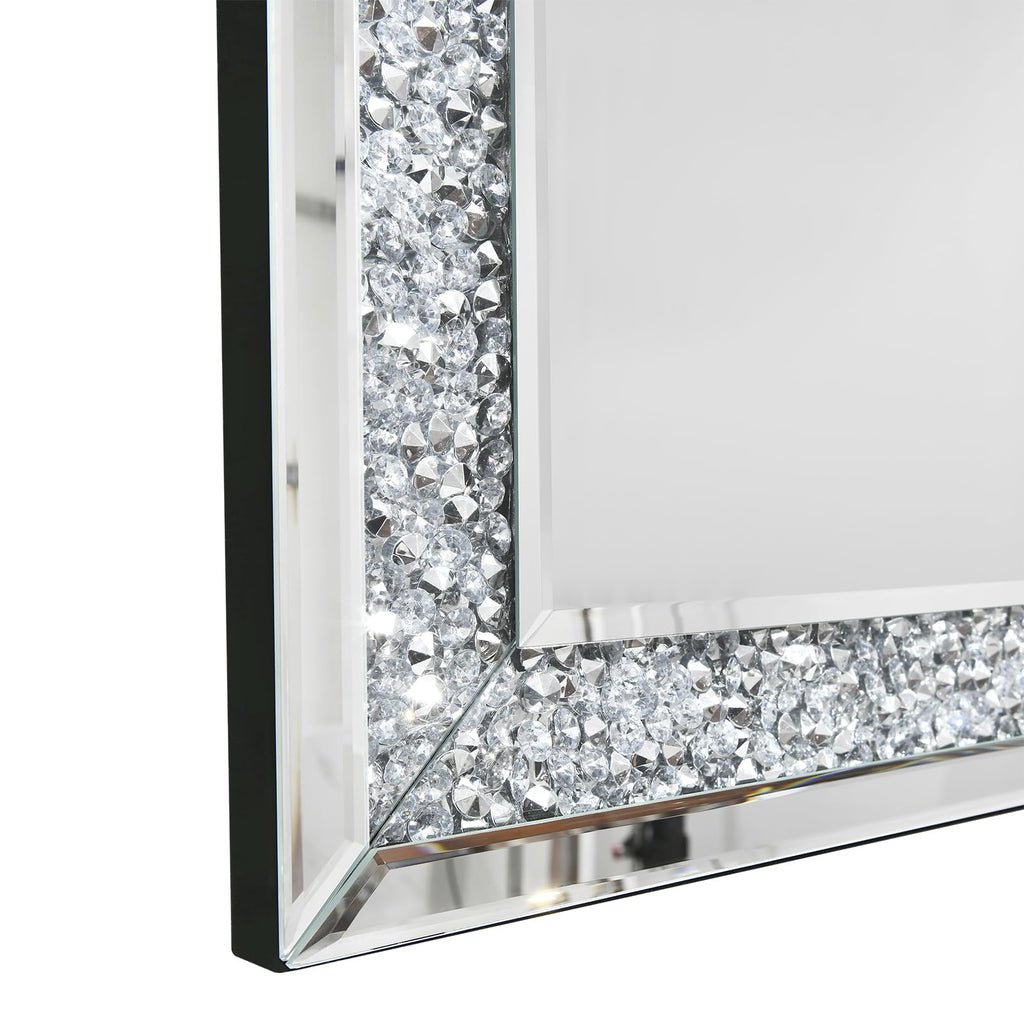 Crystal Crush Diamond Mirror 47x24inch Silver Rectangle Wall Mirror