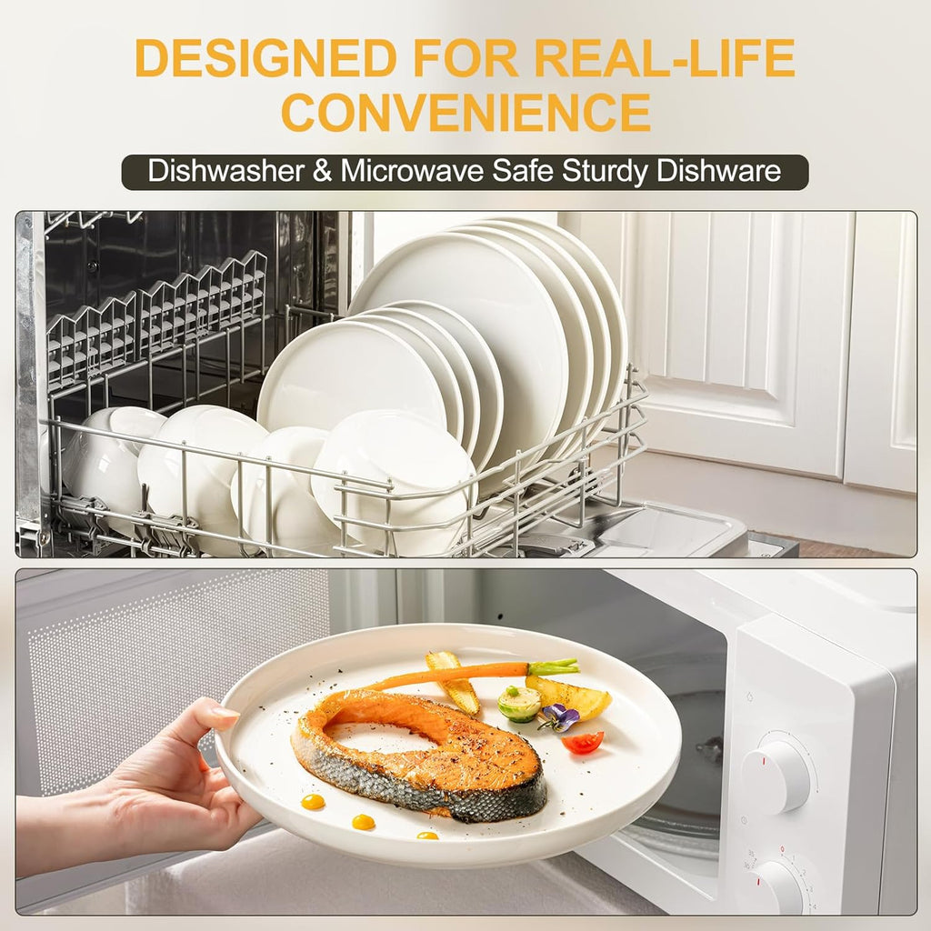 Plates and Bowls Sets, 24 Pieces Ceramic Dinnerware Set for 8, Stoneware Dishware Dishes Set