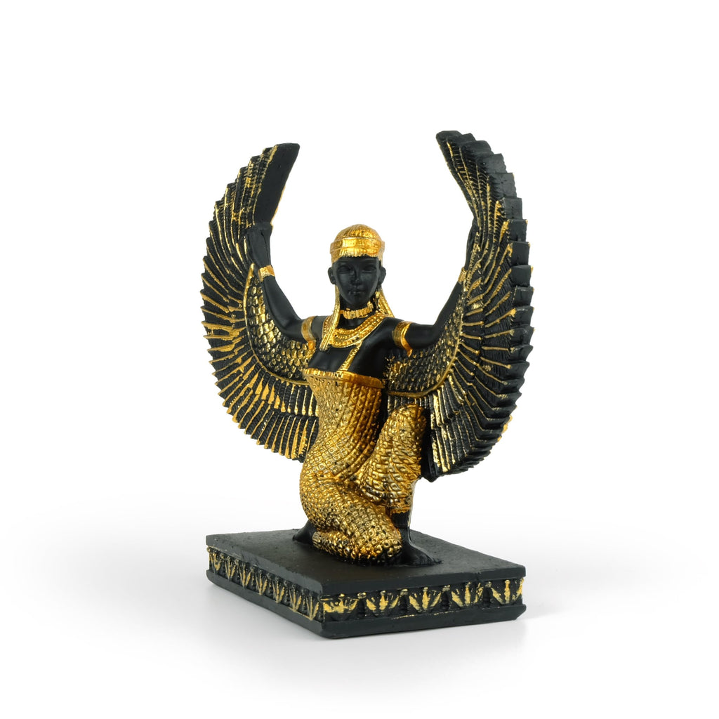 Open Wings Kneeling Egyptian Isis Figurine Ancient Egyptian Mythology Goddess Sculpture Home Décor Collectible