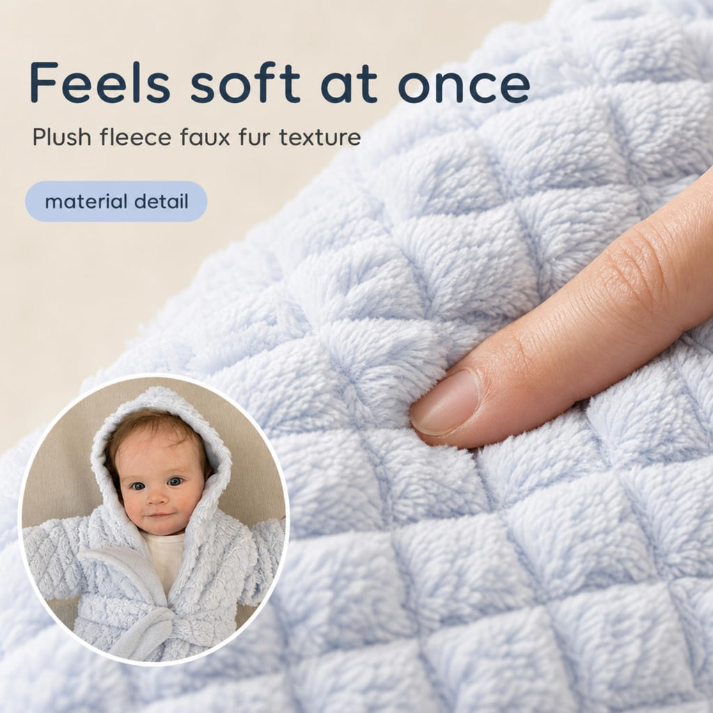 Unisex Grey Baby Fleece Robe with Hood for Boys and Girls Months