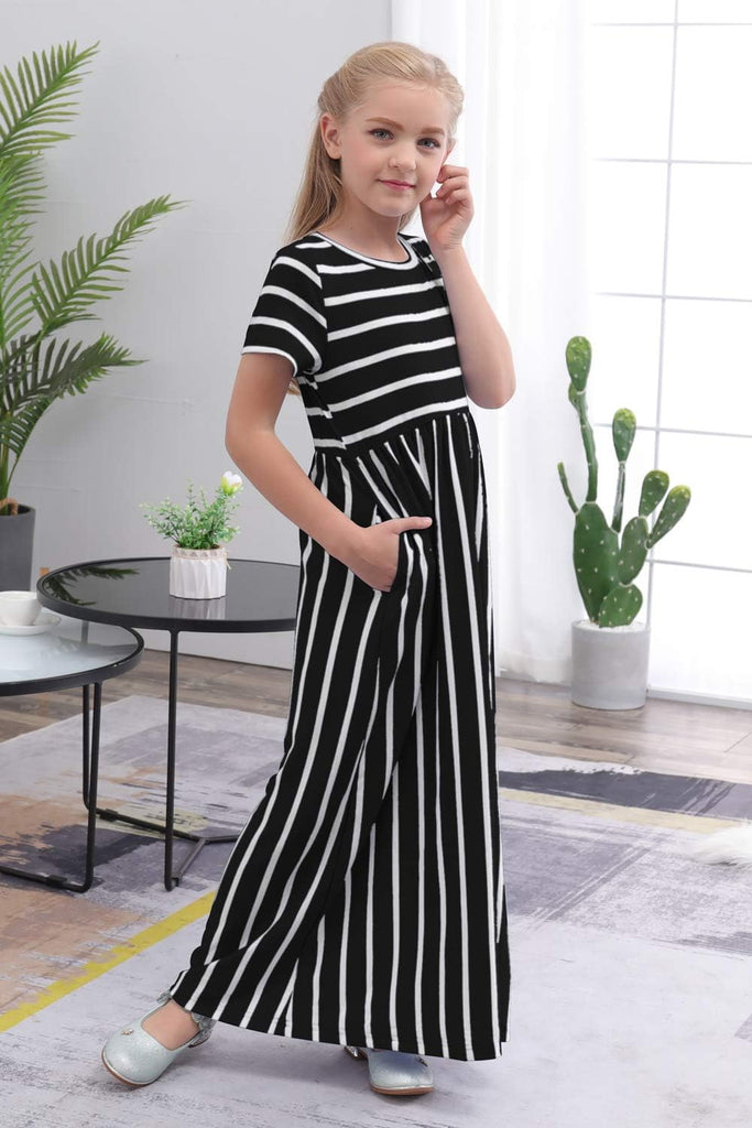 Girls Modest Casual Maxi Dress with Pockets
