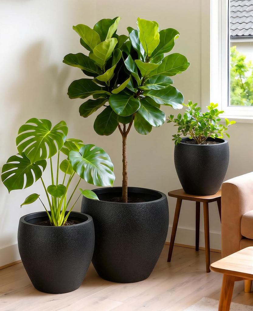 14.5/12/9.7 Inch Large Plastic Flower Pots with Drainage (3 Pcs)