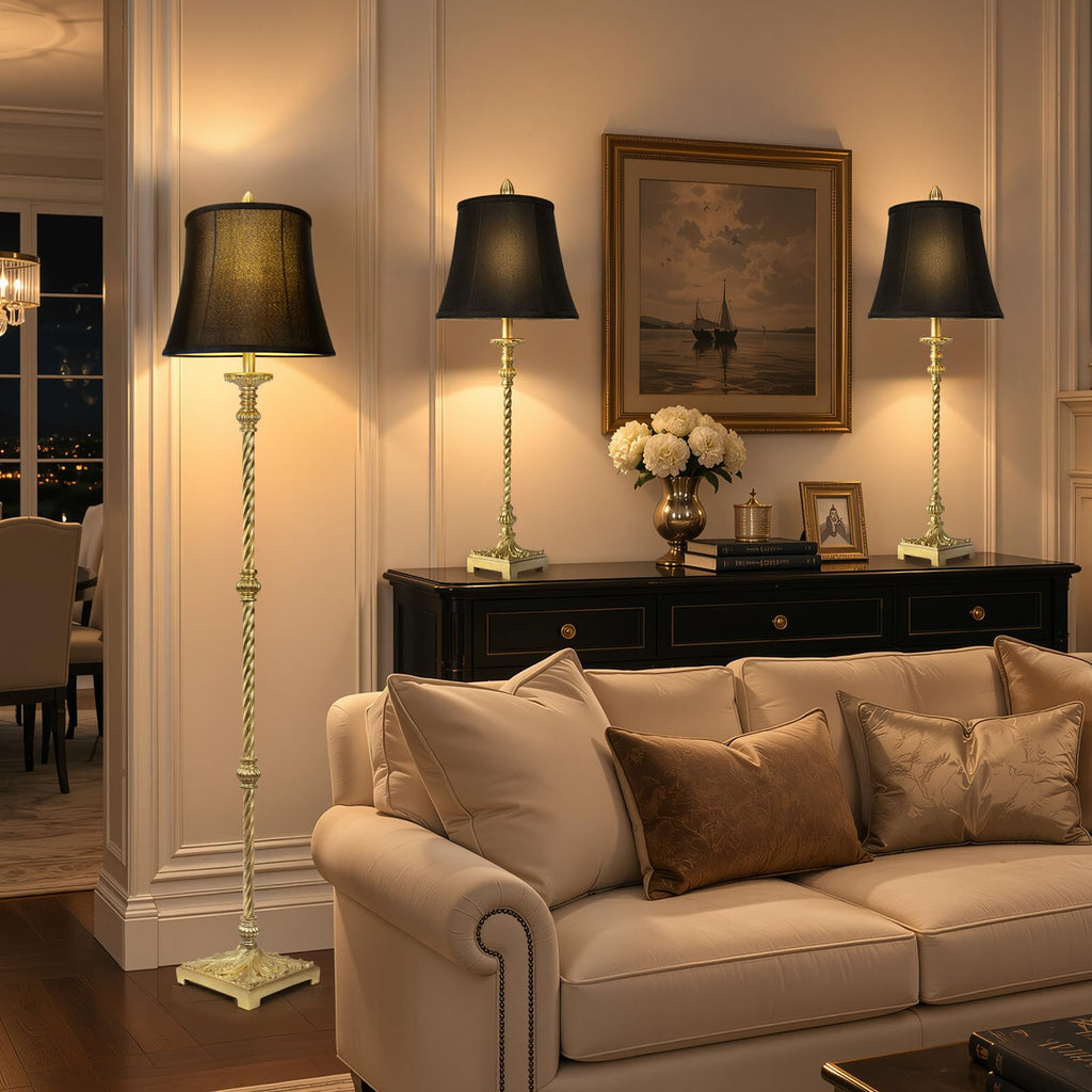 33'' Vintage Table Lamp Set of 2 Bedroom Dinning, Gold Leaf