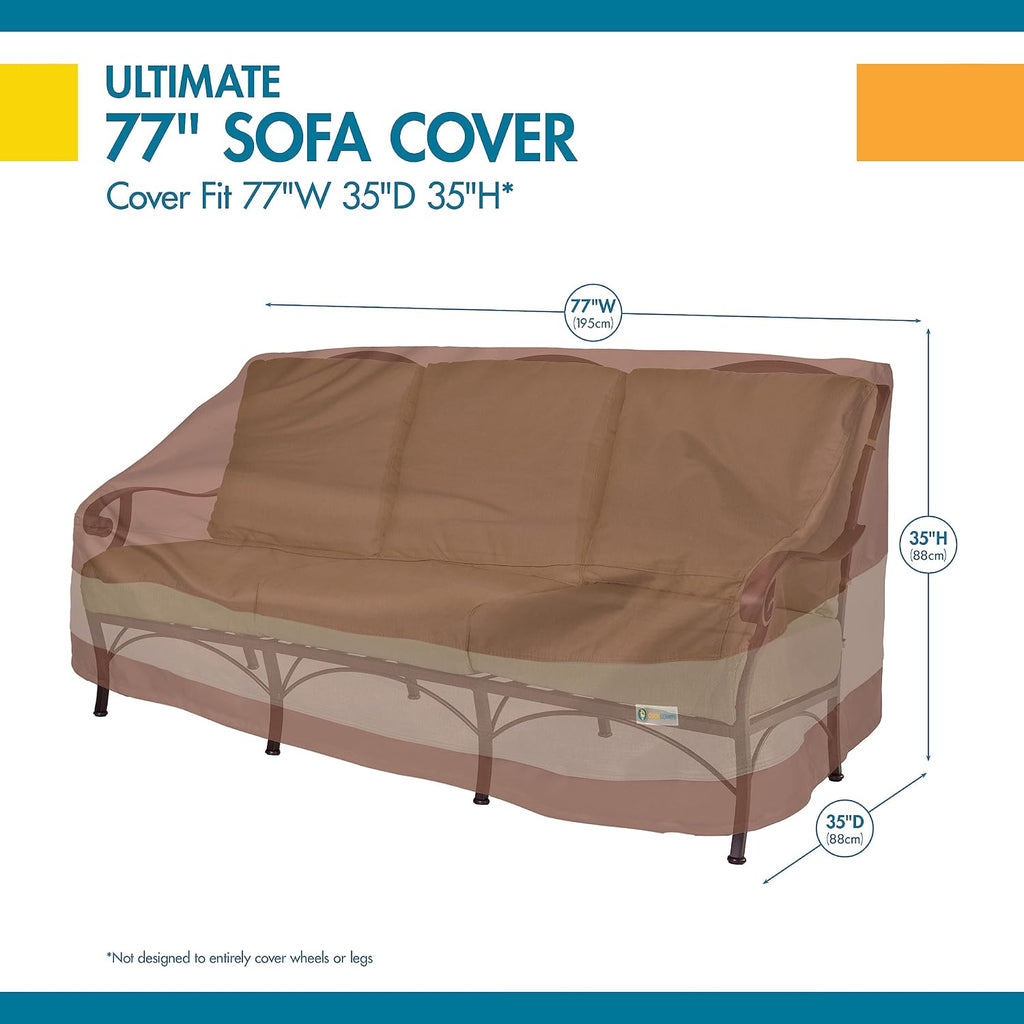 Ultimate Patio Sofa Cover, 77"W x 37"D x 35"H, Mocha Cappuccino, Outdoor Sofa Cover