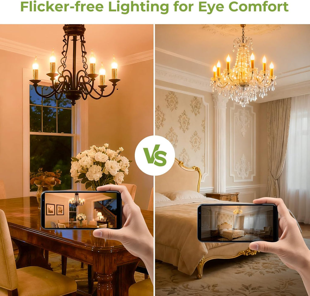 E12 Candelabra Bulb 40 Watt Equivalent, LED Chandelier Light Bulbs Dimmable 2700K Soft White, CA10 Candle Shape E12