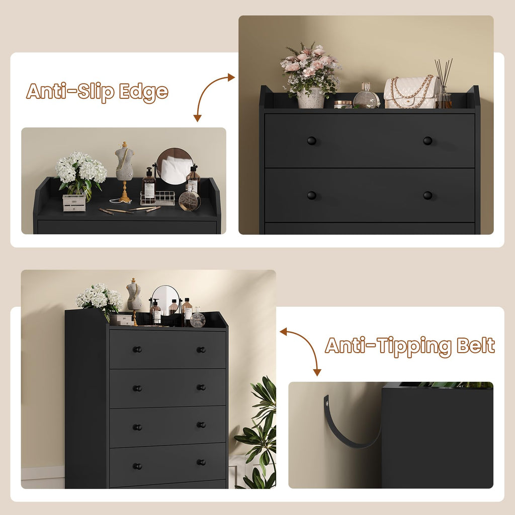 6 Drawer Tall Black Dresser
