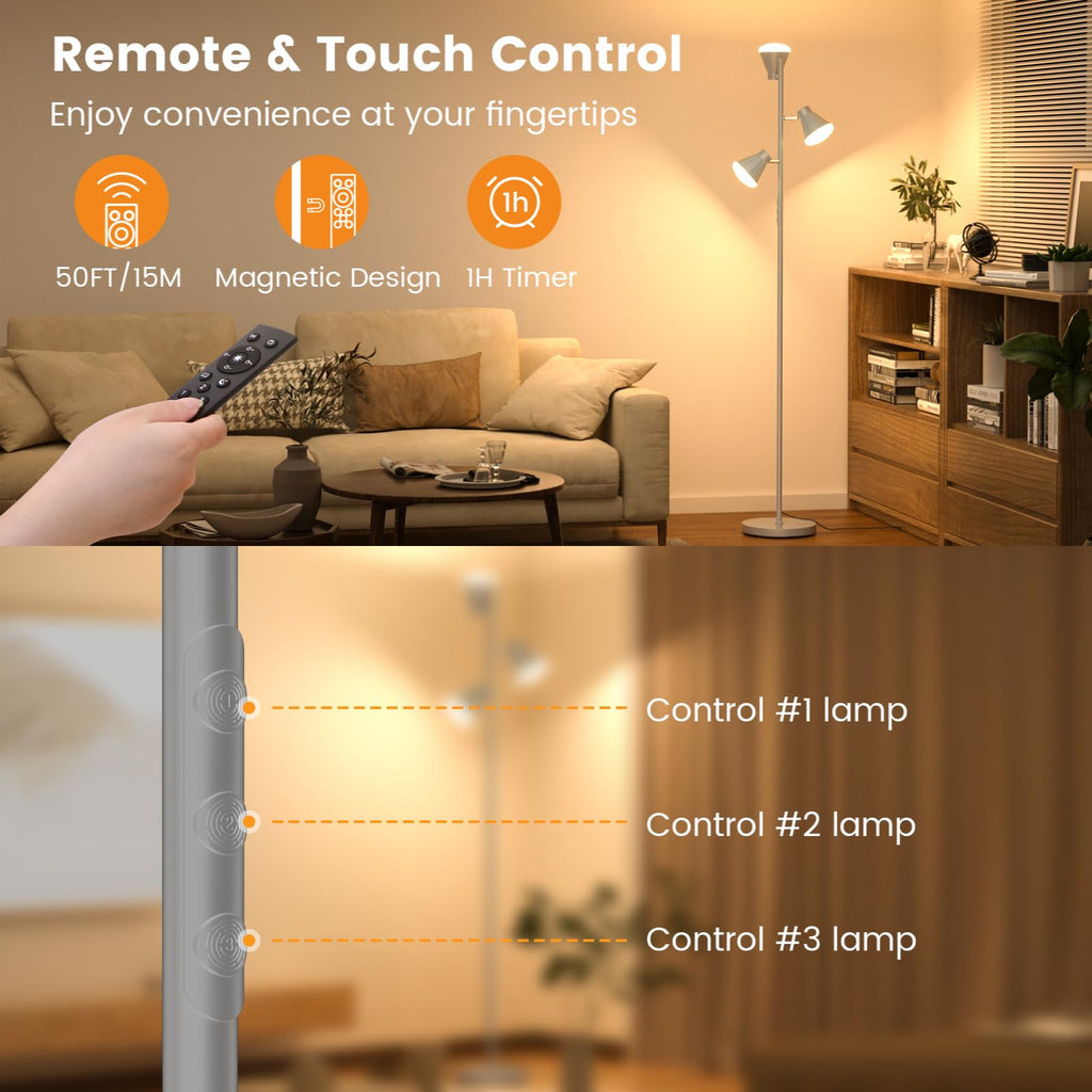 36W LED Tree Floor Lamp with Remote Bedroom