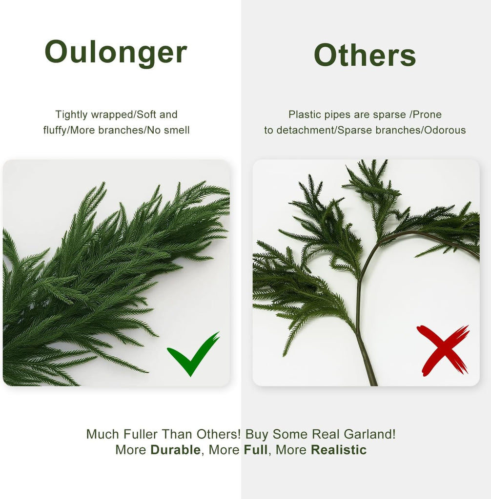 Upgrade 9FT Artificial Christmas Norfolk Pine and Cedar Garlands,Christma Real Touch Winter Pine Garland, Greenery