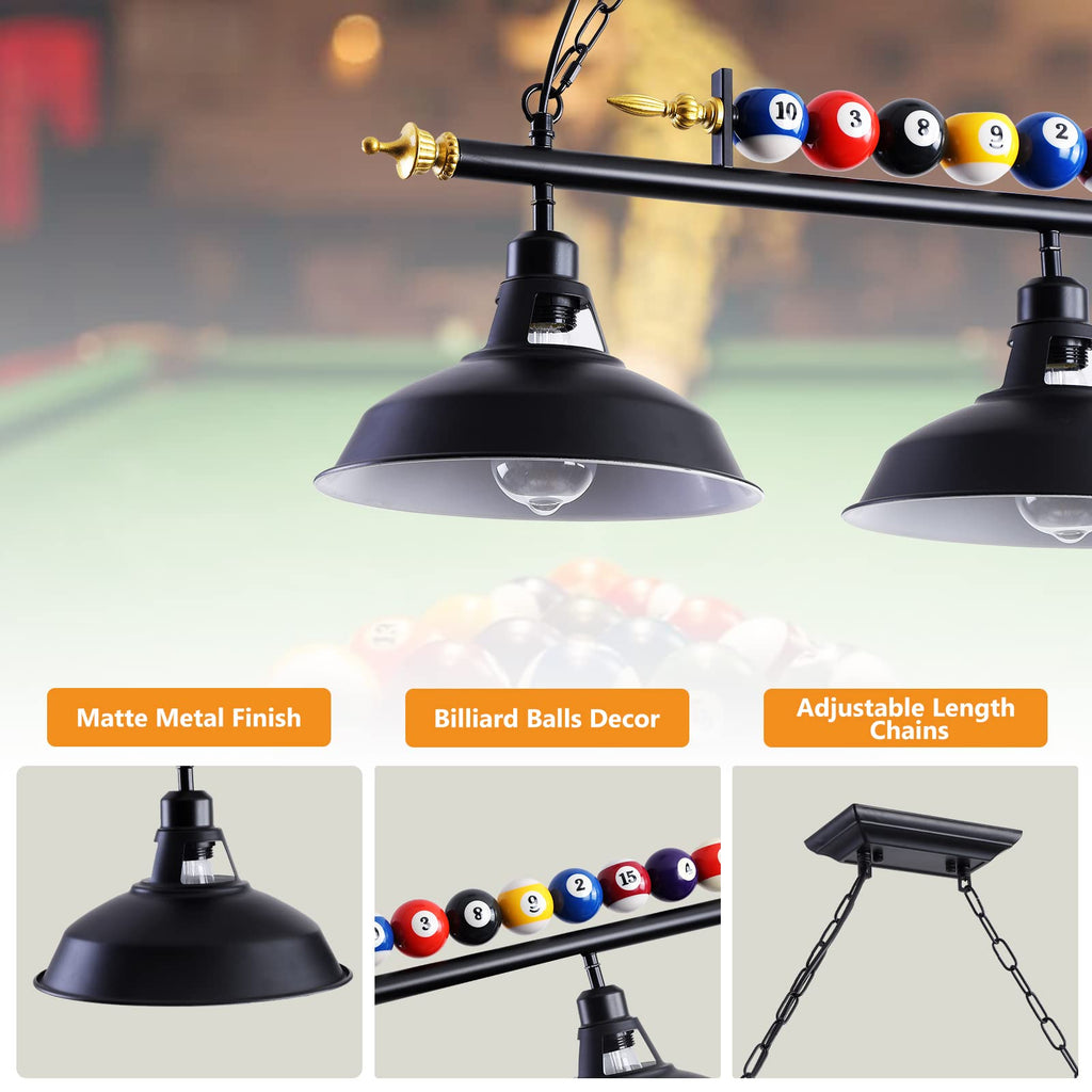 Billiard Pool Table Lights Hanging Over Pool Table