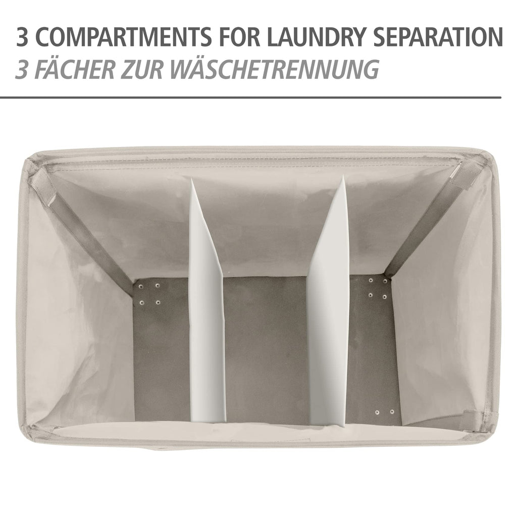 Trivo Laundry Sorter with 3 Sections (Dark, Light, Color), Laundry Basket on Wheels with Handle, Laundry Hamper with
