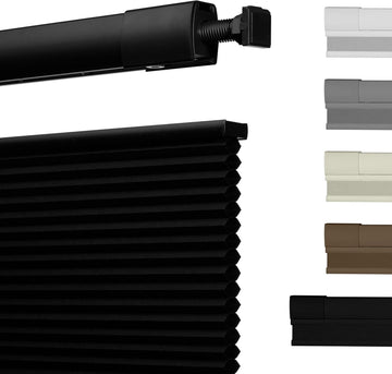 No Drill TDBU Cellular Shades for Windows,Black,21" W x 64" H