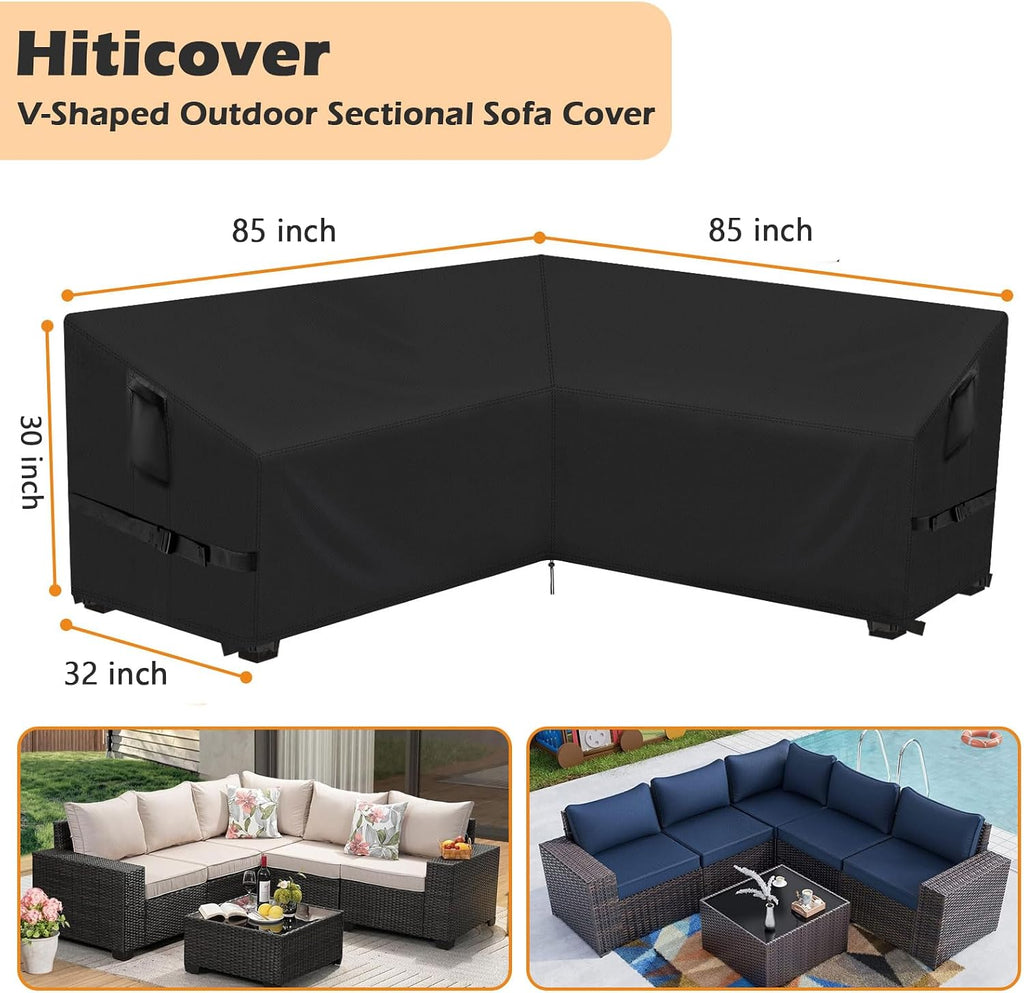 Outdoor V-Shaped Sectional Couch Cover 85 x 85 inch | Fit 83"x83",84"x84",85"x85" L-Shaped Sofa,Waterproof Patio