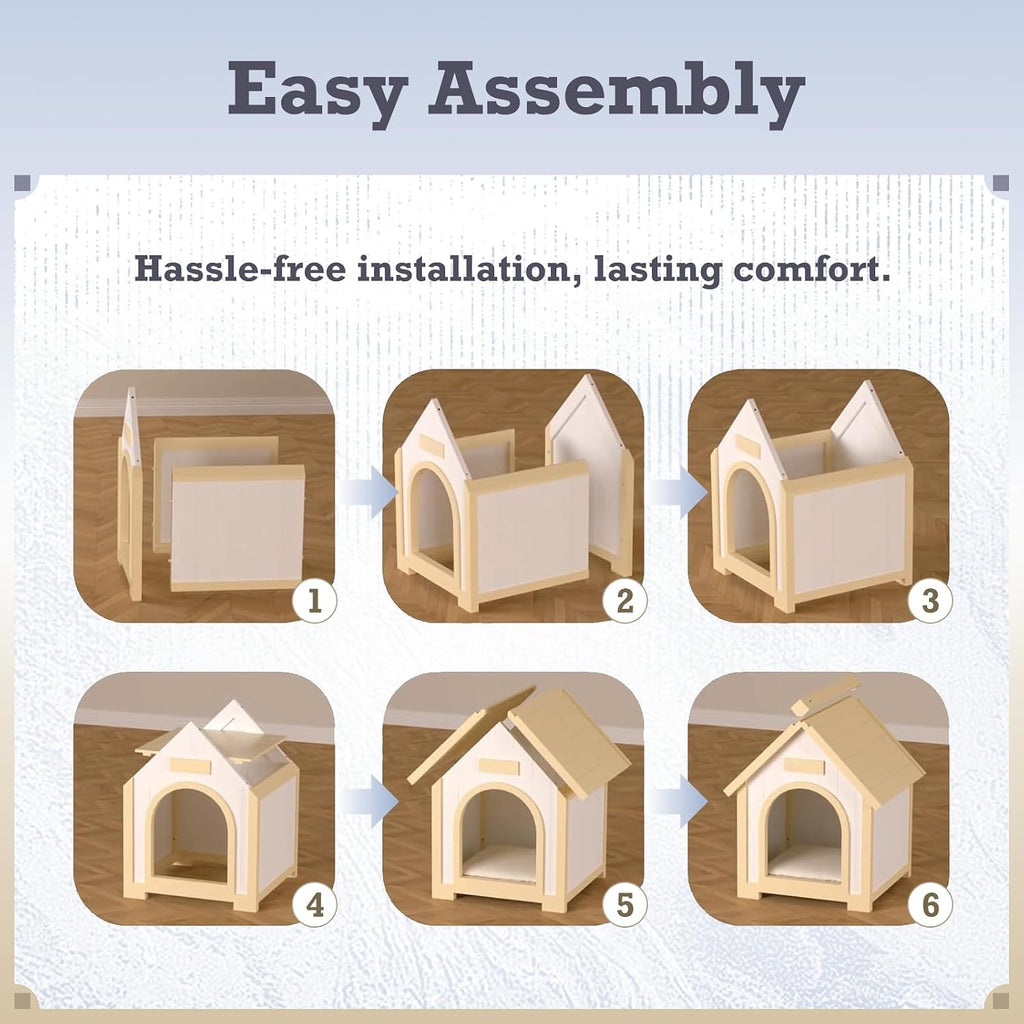Indoor Dog House for Small Dogs, FSC Certified Cedar Wood Cat House with Cushion, Natural Solid Wooden Pet House
