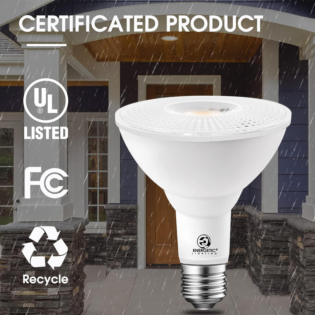 Energetic 10 Pack PAR30 LED Bulbs, Flood Light Outdoor Indoor 75 Watt Equivalent 10W Dimmable,5000K Daylight,1000