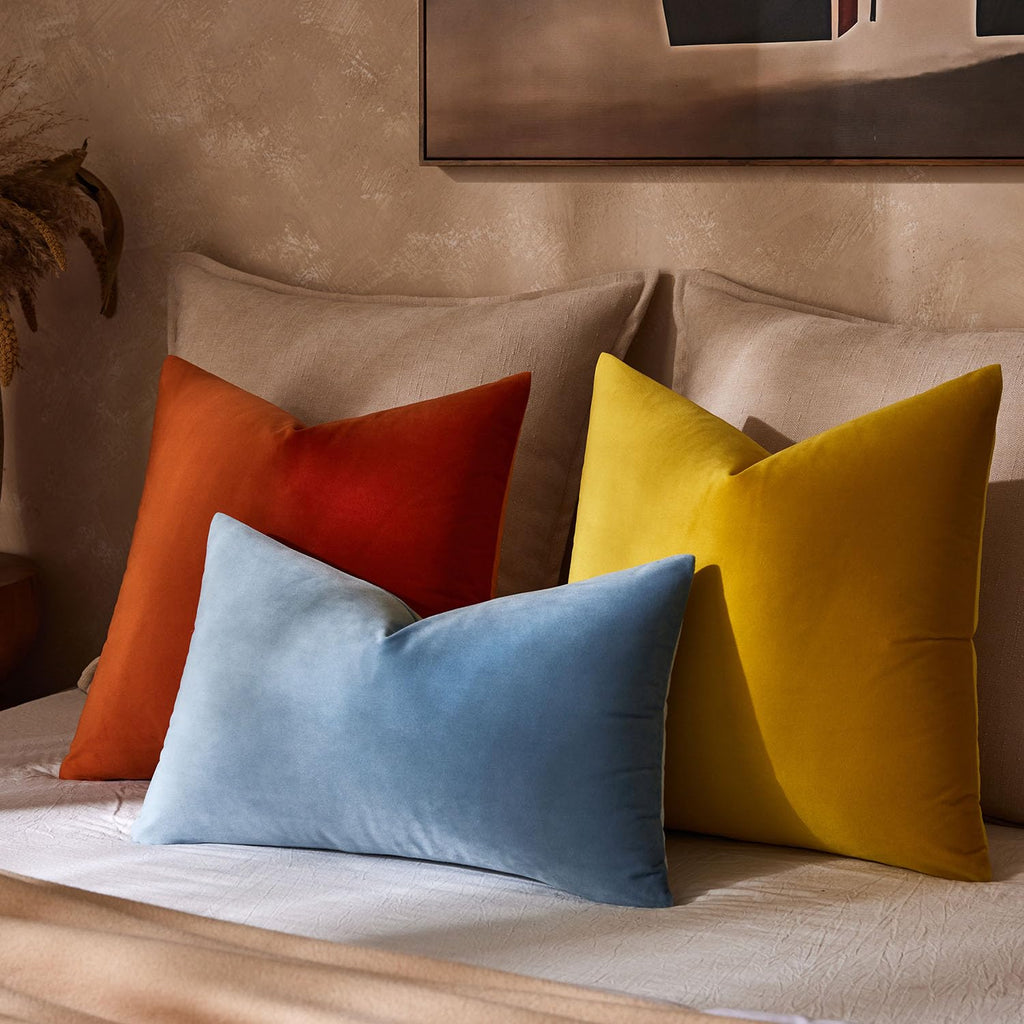 28x28 Euro Velvet Throw Pillow Covers Set of 2, Burnt Orange
