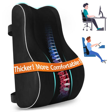 Lumbar Support Pillow, Memory Foam Chair, Black