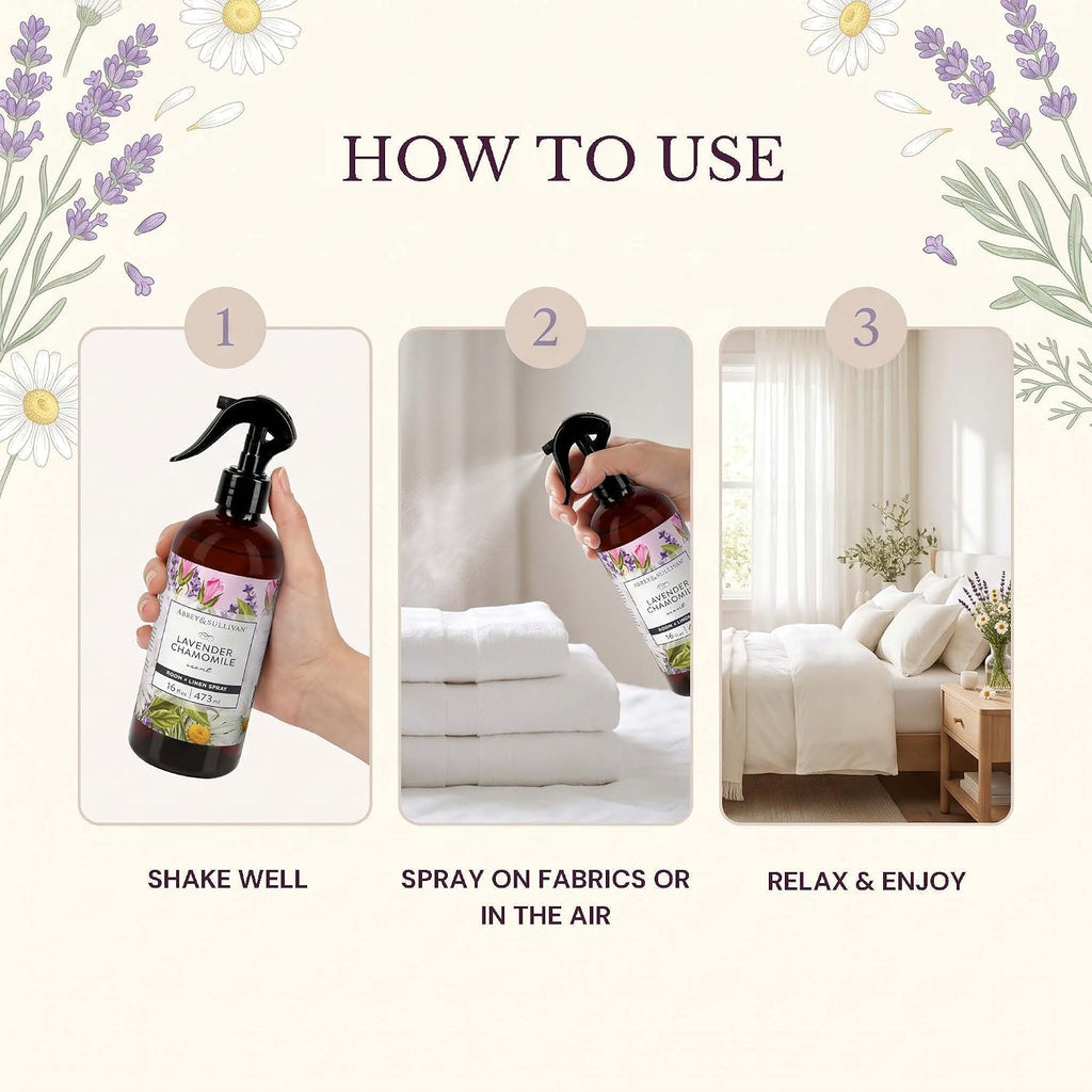 Linen Spray, Lavender Chamomile, Fabric Freshener and Fragrance Room Spray, 16 oz - Set of 2