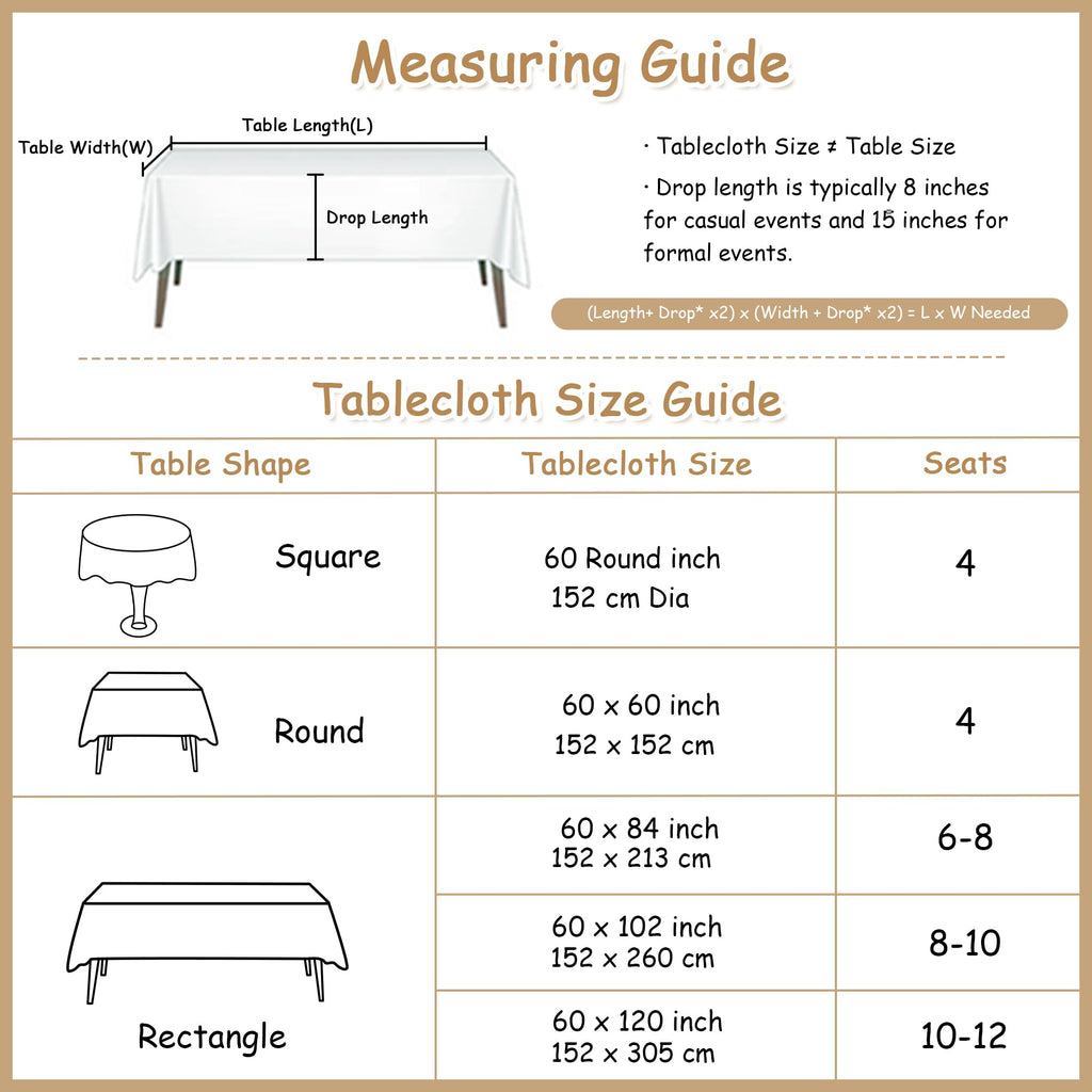 Table Cloth 60x102 in Rectangle Table, Waterproof Tablecloths