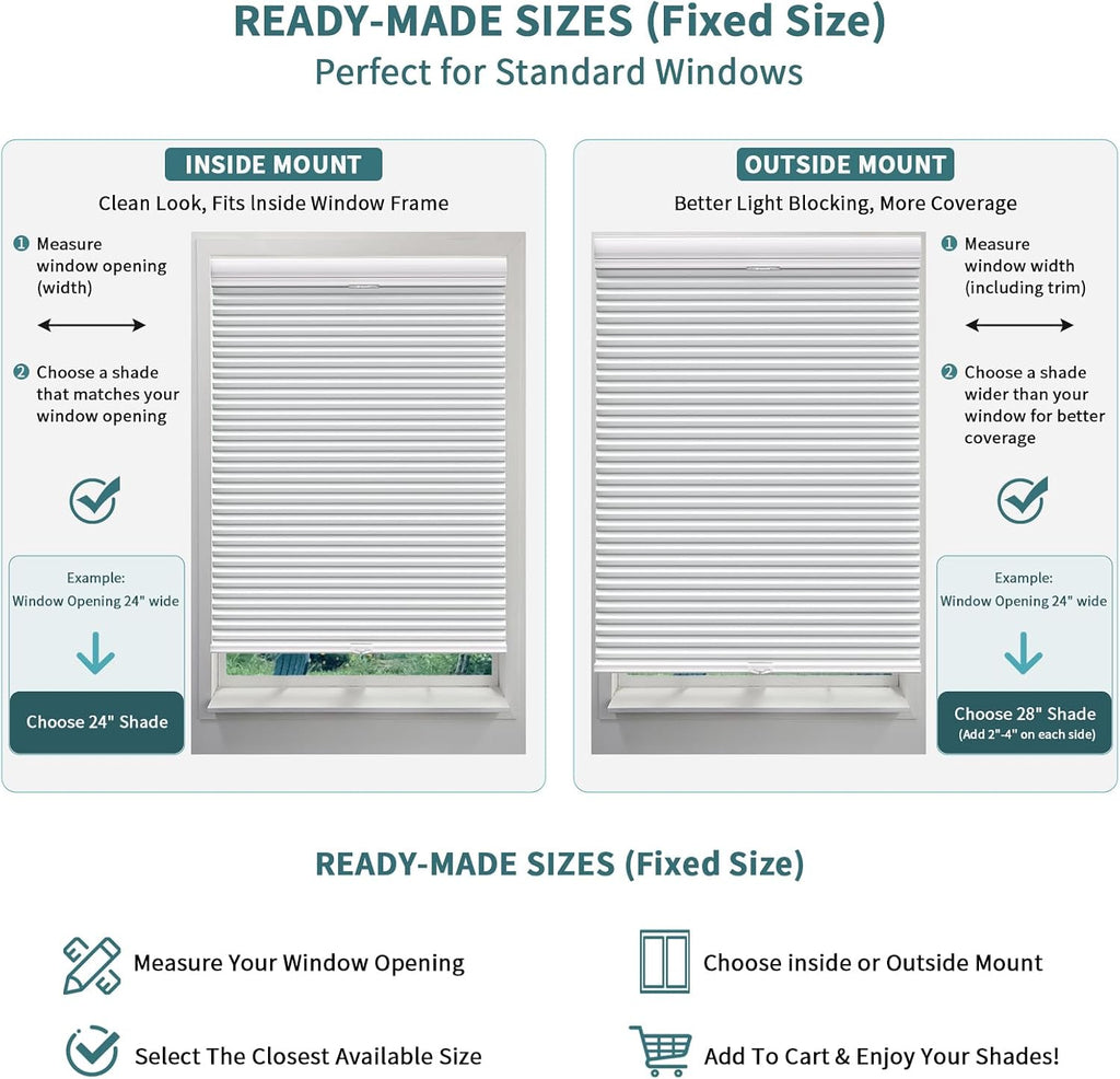 Top Down Bottom Up Shade Cordless Cellular Shades Blackout Blinds for Indoor Windows Room Darkening Window Blinds &