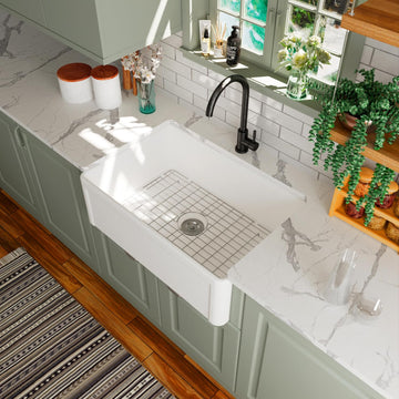 Fireclay Farmhouse Kitchen Sink Single Bowl Farm Sink 30 Inch