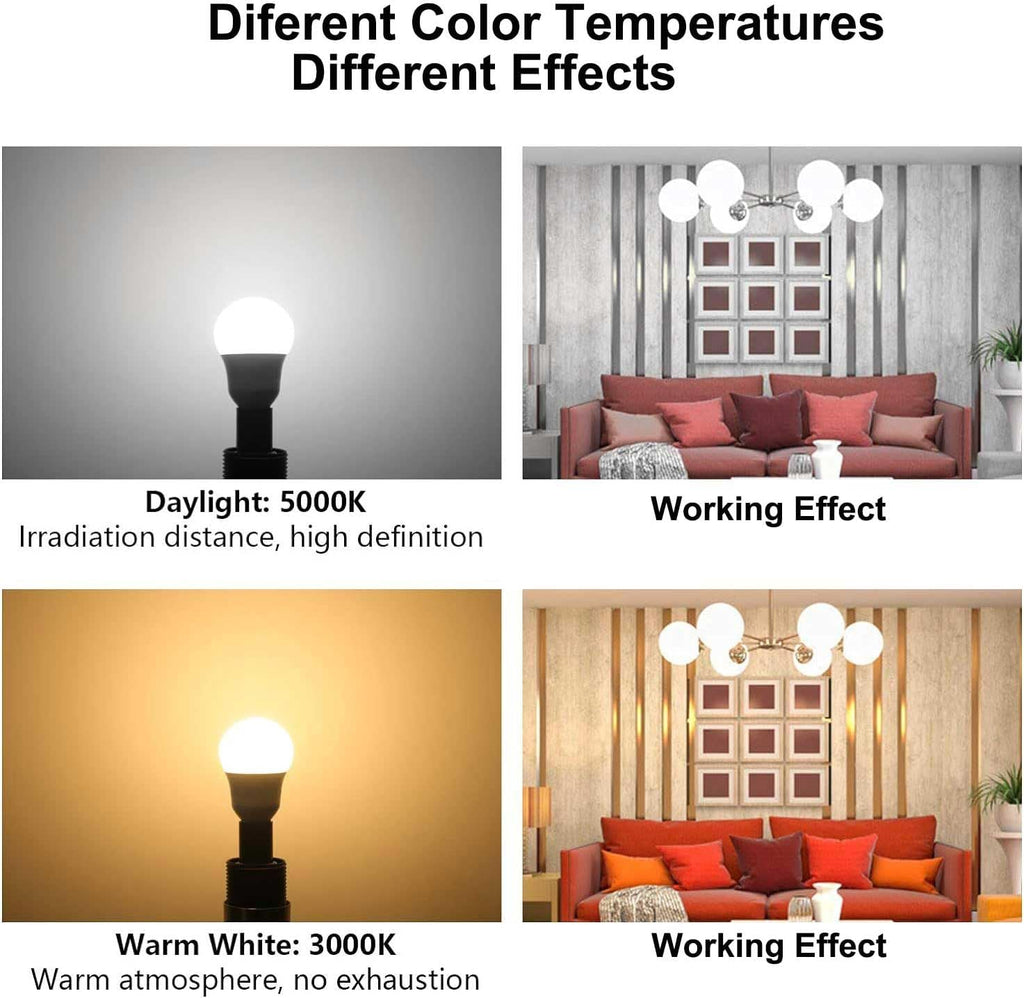 E17 LED Light Bulbs A15 5W G14 Globe Light (Daylight White 5000K)