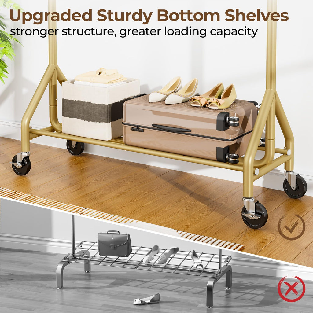 Heavy Duty Clothes Rack Load 450 LBS, Metal Garment Rack, Standing Rolling Clothing Rack for Hanging Clothes with