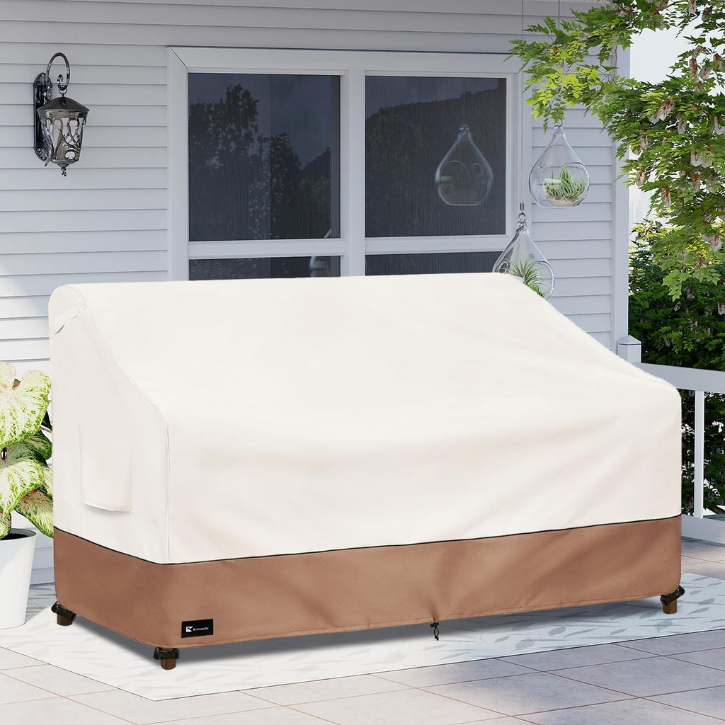 Outdoor Couch Cover Furniture - Heavy Duty Waterpoof All-Weather 3-Seater Patio Sofa Cover, 85"x38"x35" (Beige)