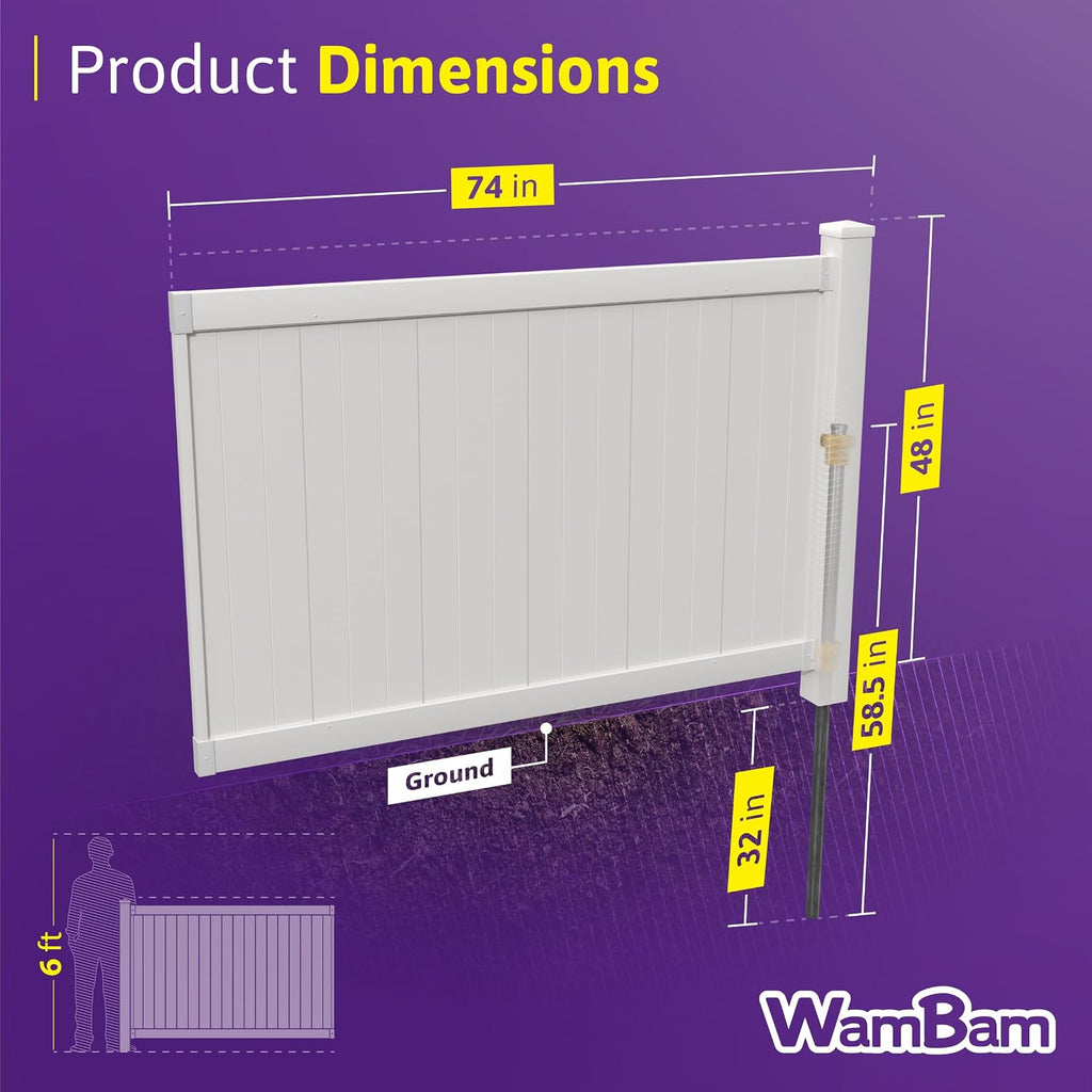 Westport White Vinyl No Dig Privacy Fence Kit | 4ft H x 6ft W, 1 Panel + 1 Post, BL19105