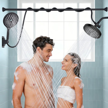 Dual Shower Head for Couples, 6" Fixed Rain Showerhead with 7.5" Large Handheld Shower Double Set, Renter-Friendly