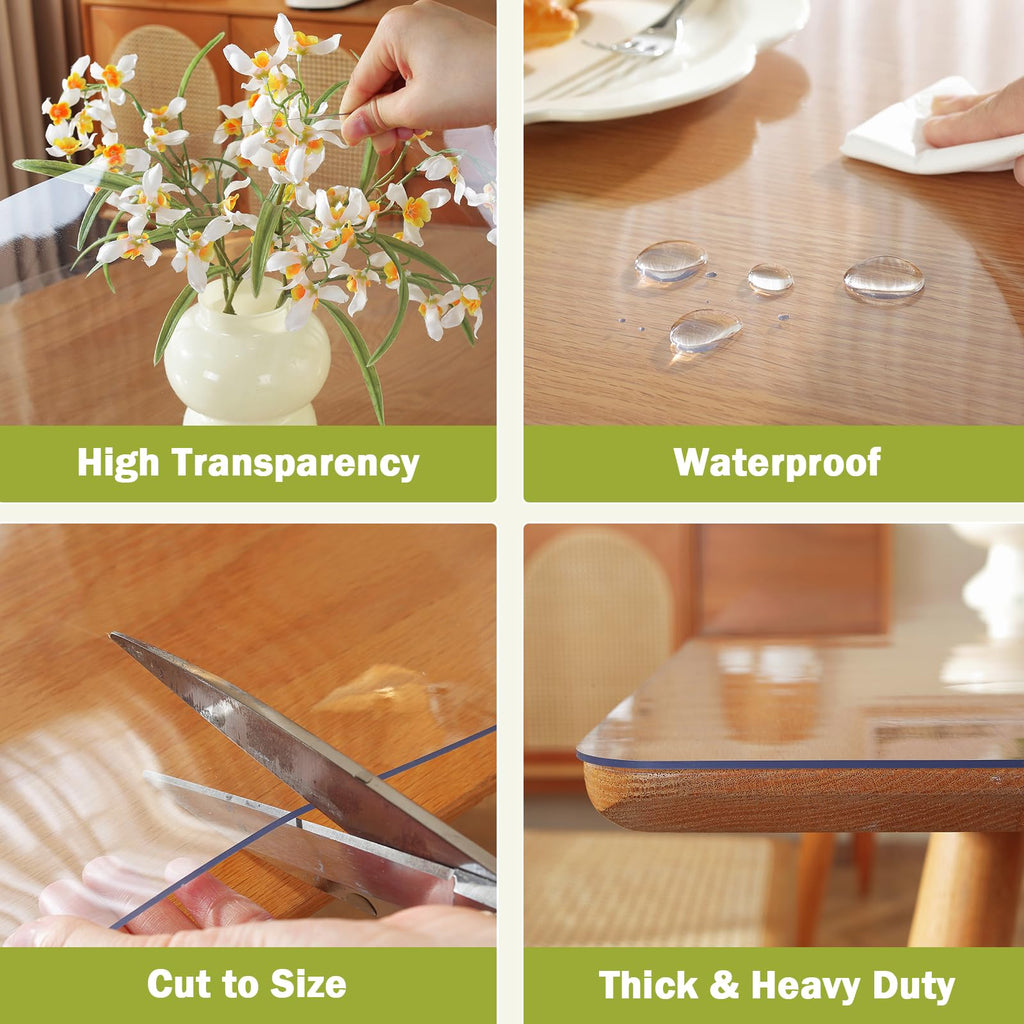 42 x 64 in Clear Table Protector 1.5mm Thick Plastic Table Cover