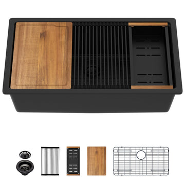 32 Inch Black Undermount Granite Composite Kitchen Sink