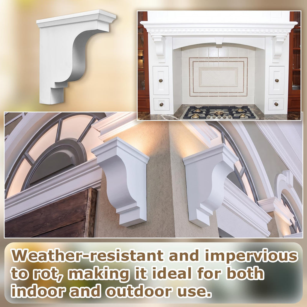 2 Pcs Unfinished Paintable Corbels, 3 1/2 W x 7 D x 9 Inch H