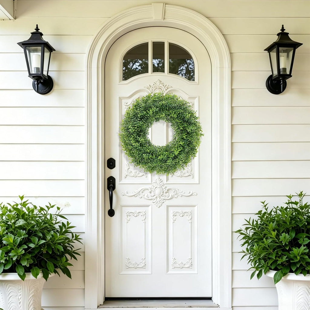24 Inch Large Boxwood Wreaths for Front Door, Green