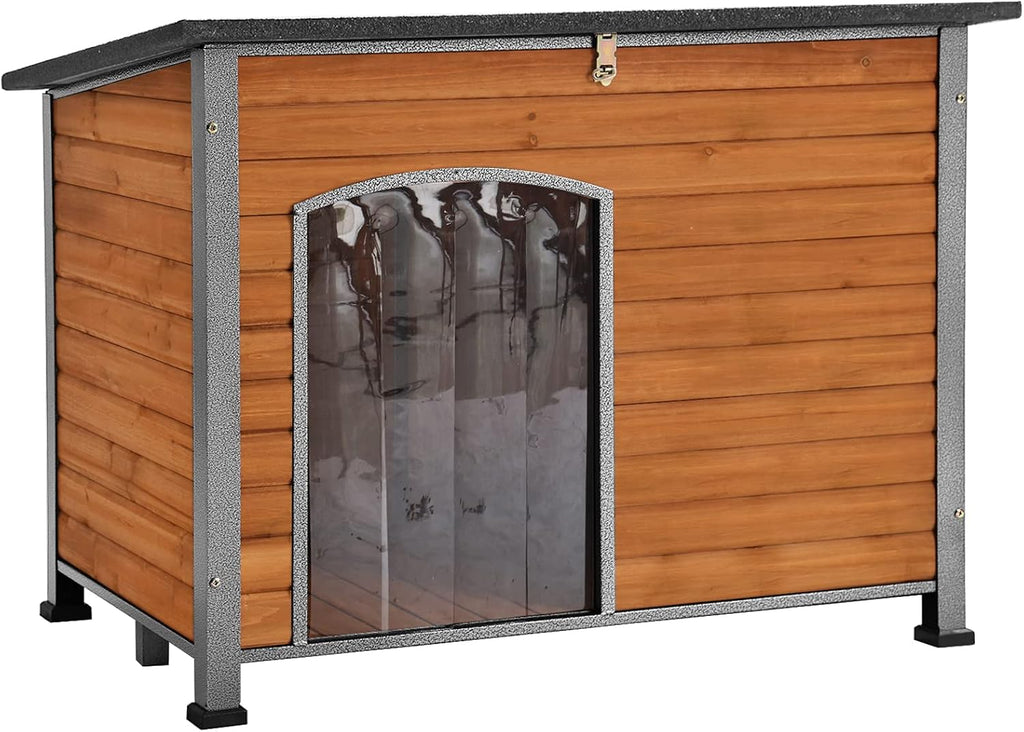 Insulated Dog House Outdoor & Indoor Wooden Dog Kennel for Winter with Raised Feet Weatherproof for Small & Medium &